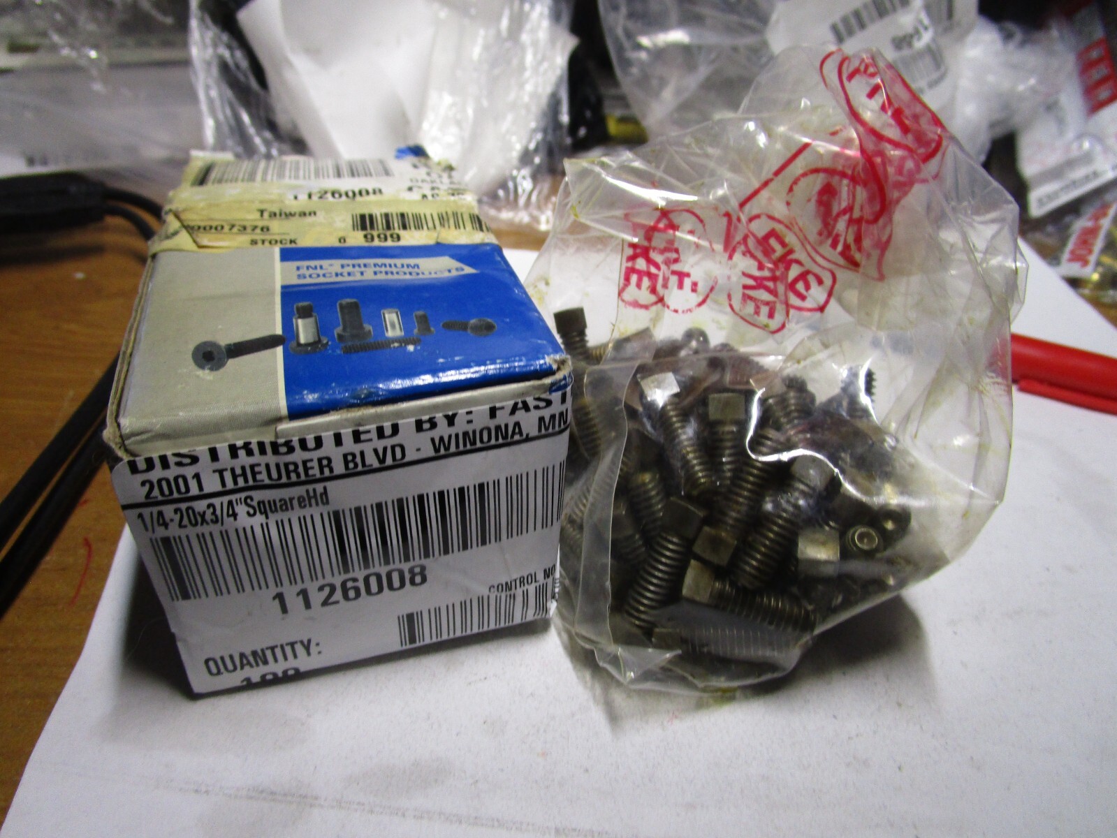 1/4"-20 x 3/4" Cup Pt Plain Case Hardened Steel Square Head Set Screw QTY 100