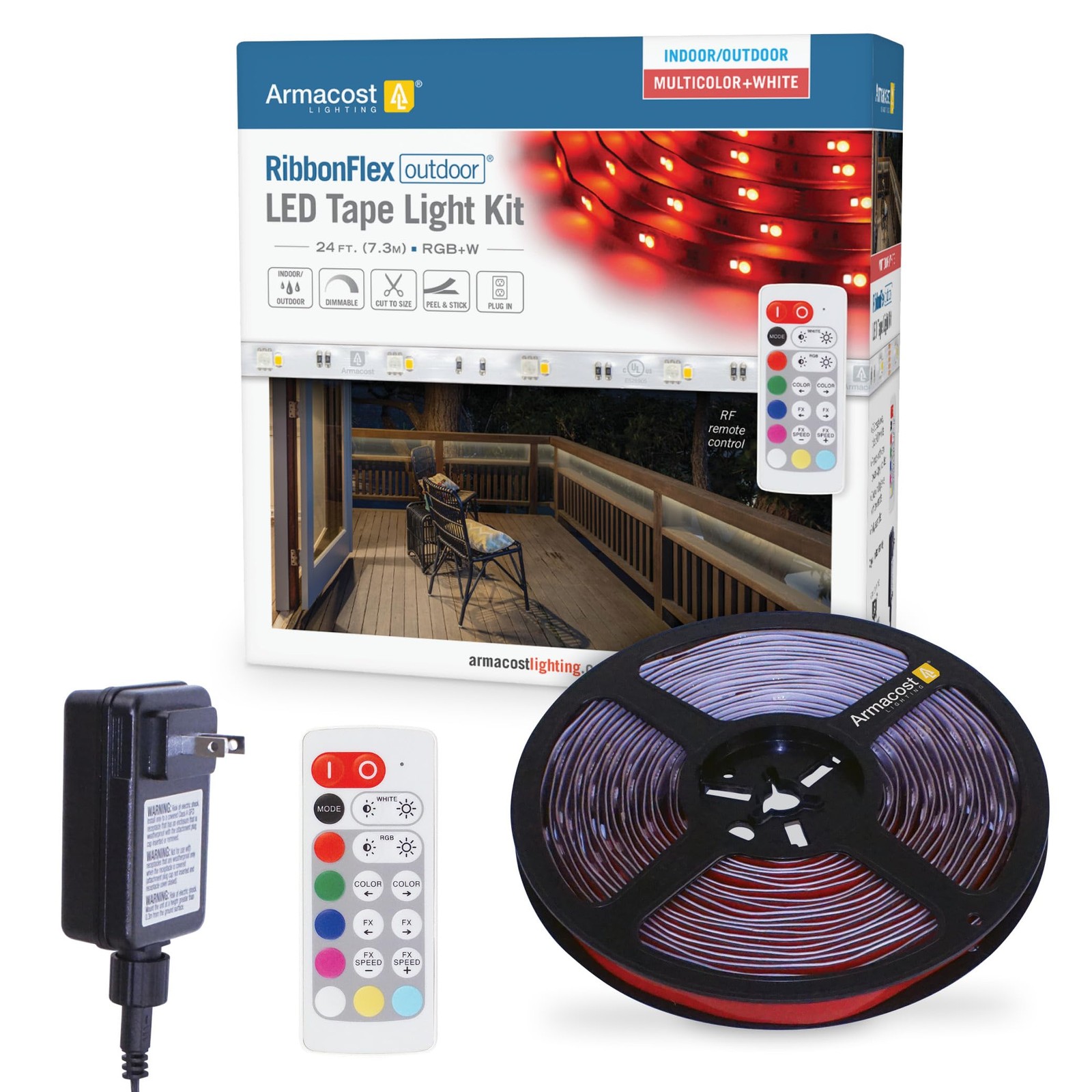 624340 RibbonFlex Outdoor 24 ft. RGB+W Indoor/Outdoor LED Tape Light Kit