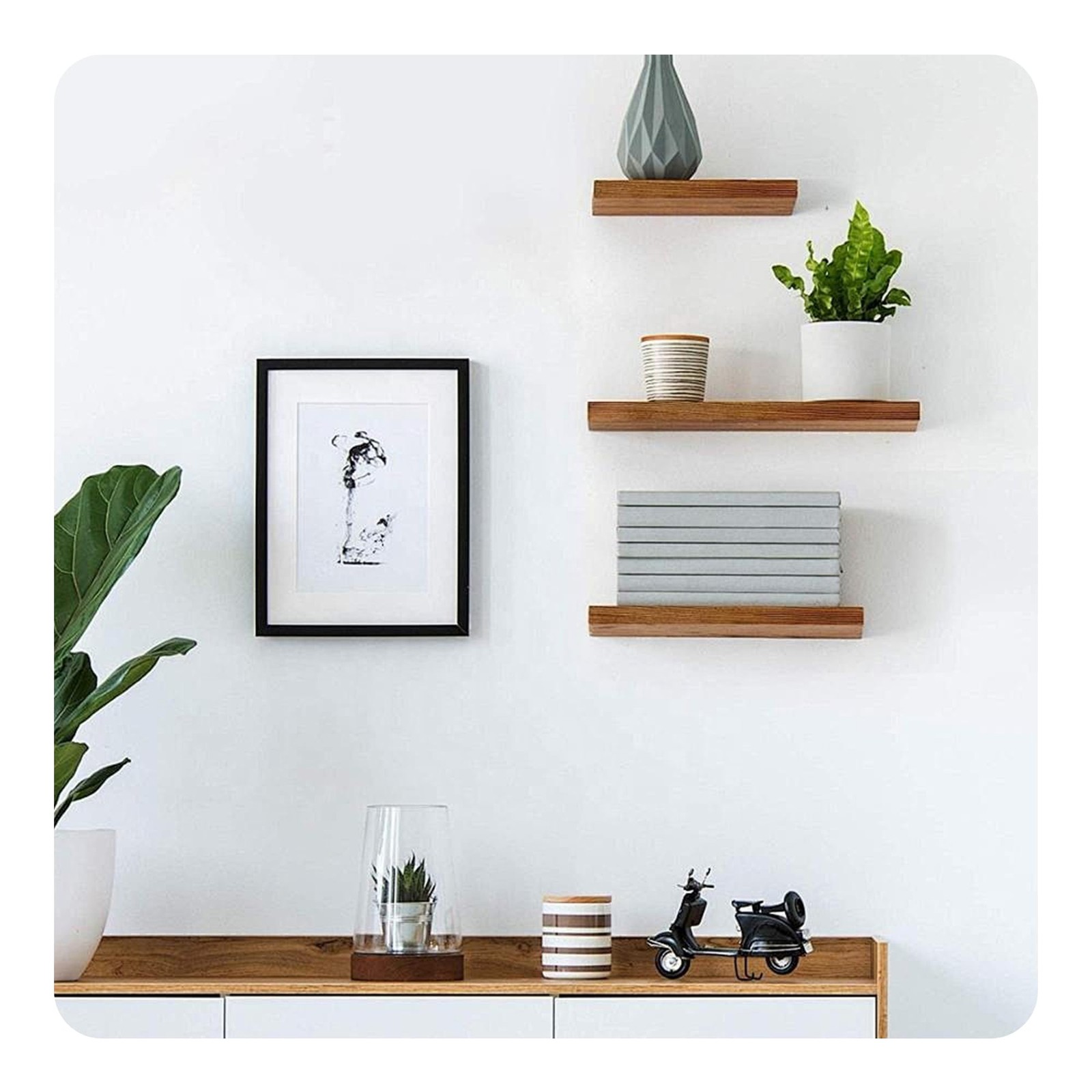 Floating Shelf Brackets 3 Inch Heavy Duty Hidden Blind Support Black 4 PCS