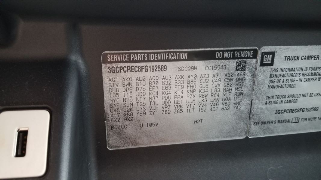 15 CHEVY SILVERADO 1500 SRS CONTROL MODULE 13594402