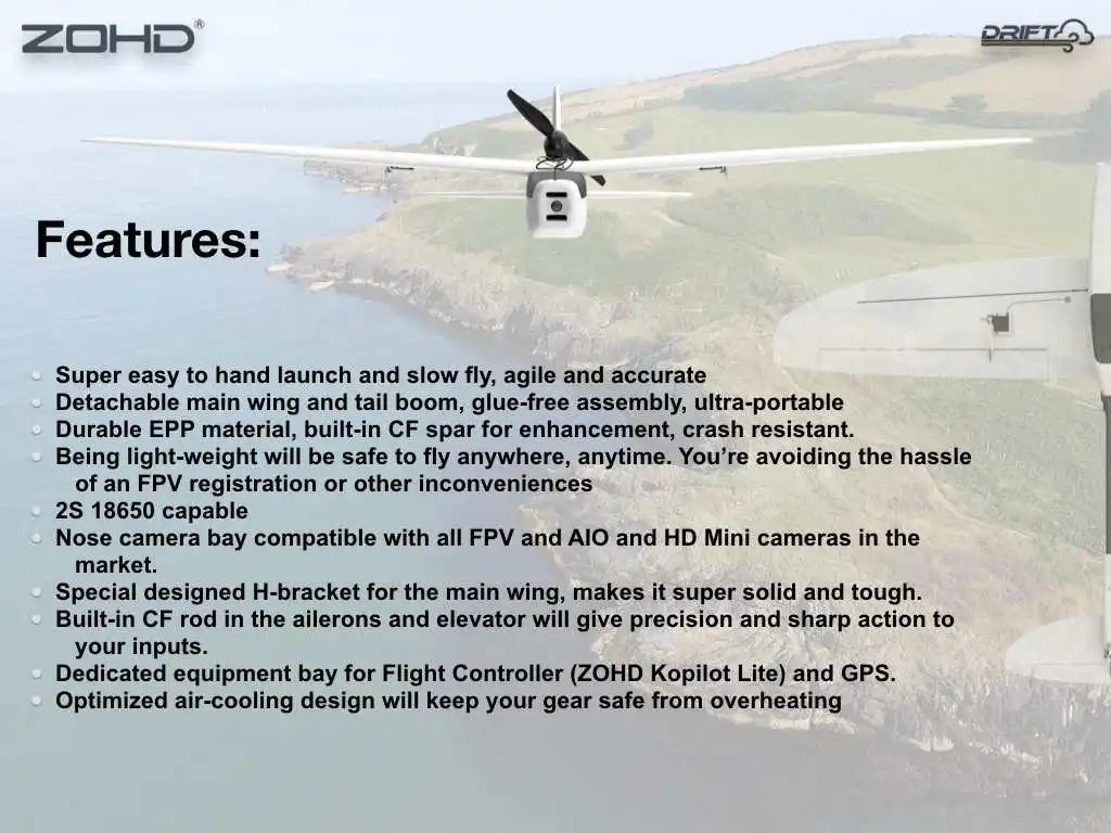 ZOHD Drift 877mm Wingspan FPV Drone AIO EPP Foam UAV Remote Control