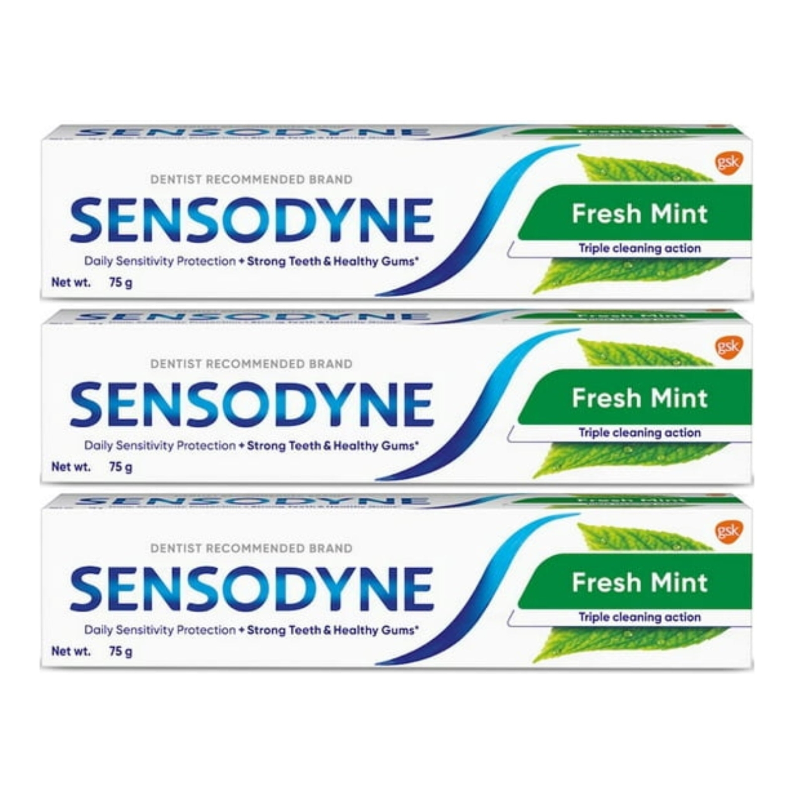 Sensodyne Sensitive Toothpaste -Fresh Mint, 2.64oz (75g) (Pack of 3)