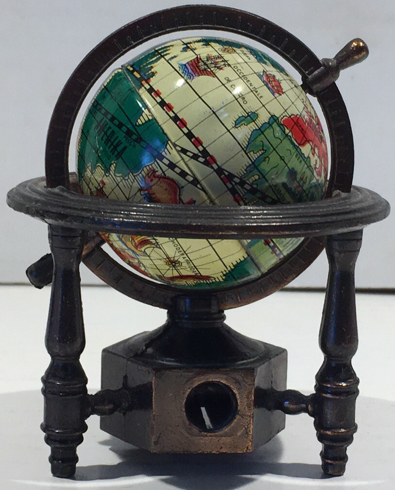 Vtg Alloy Metal Spinning Globe Die Cast Collectible Pencil Sharpener Hong Kong
