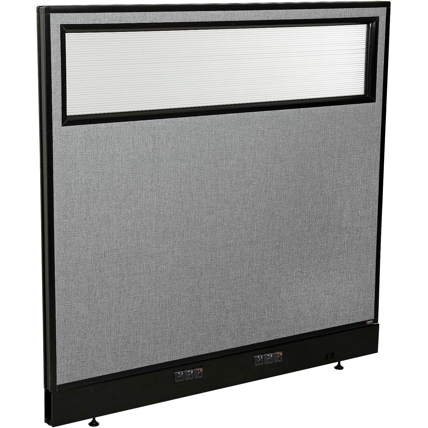48-1/4"W x 46"H Electric Office Partition Panel with Partial Window Gray