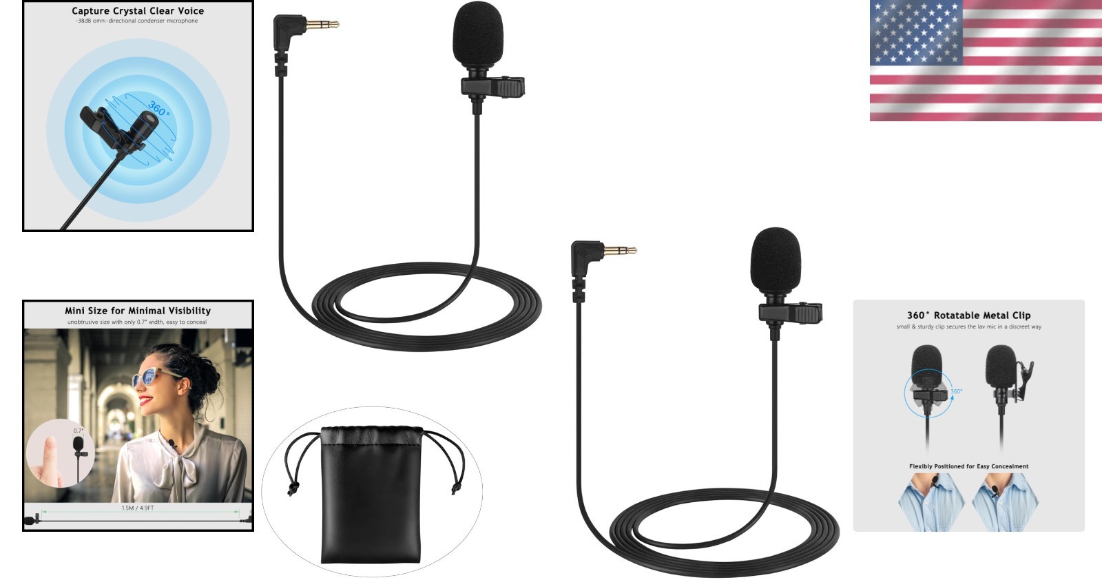 2 Pack Lavalier Microphone for DJI Mic 2 & Rode Wireless GO 2 Transmitters