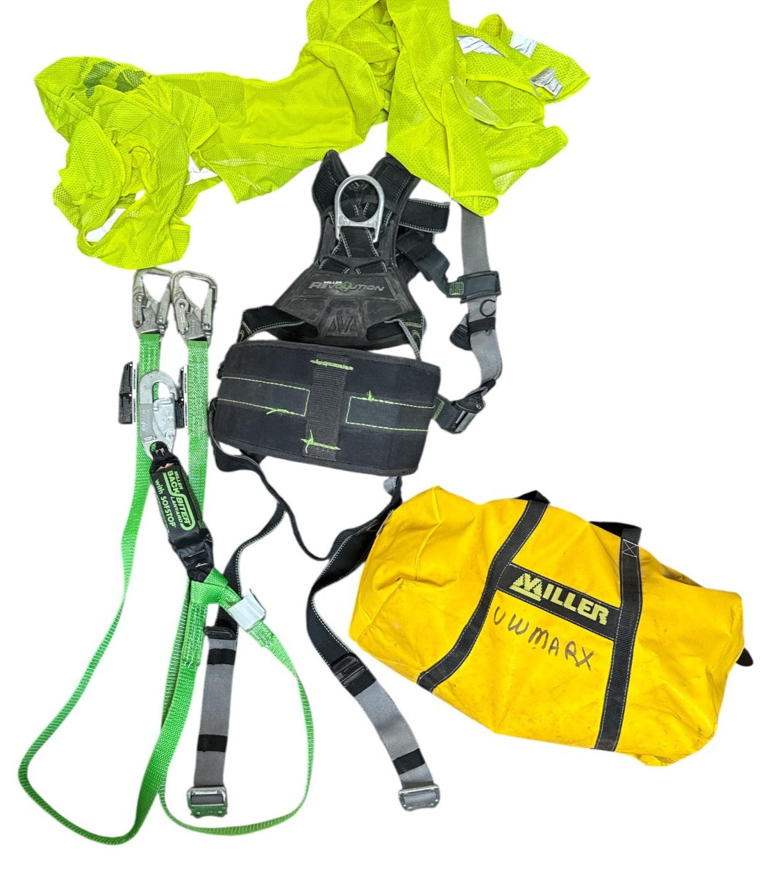 Miller Revolution Harness Quick Connect Buckles,6Ft. 2 Leg Tie-Back Lanyard &Bag