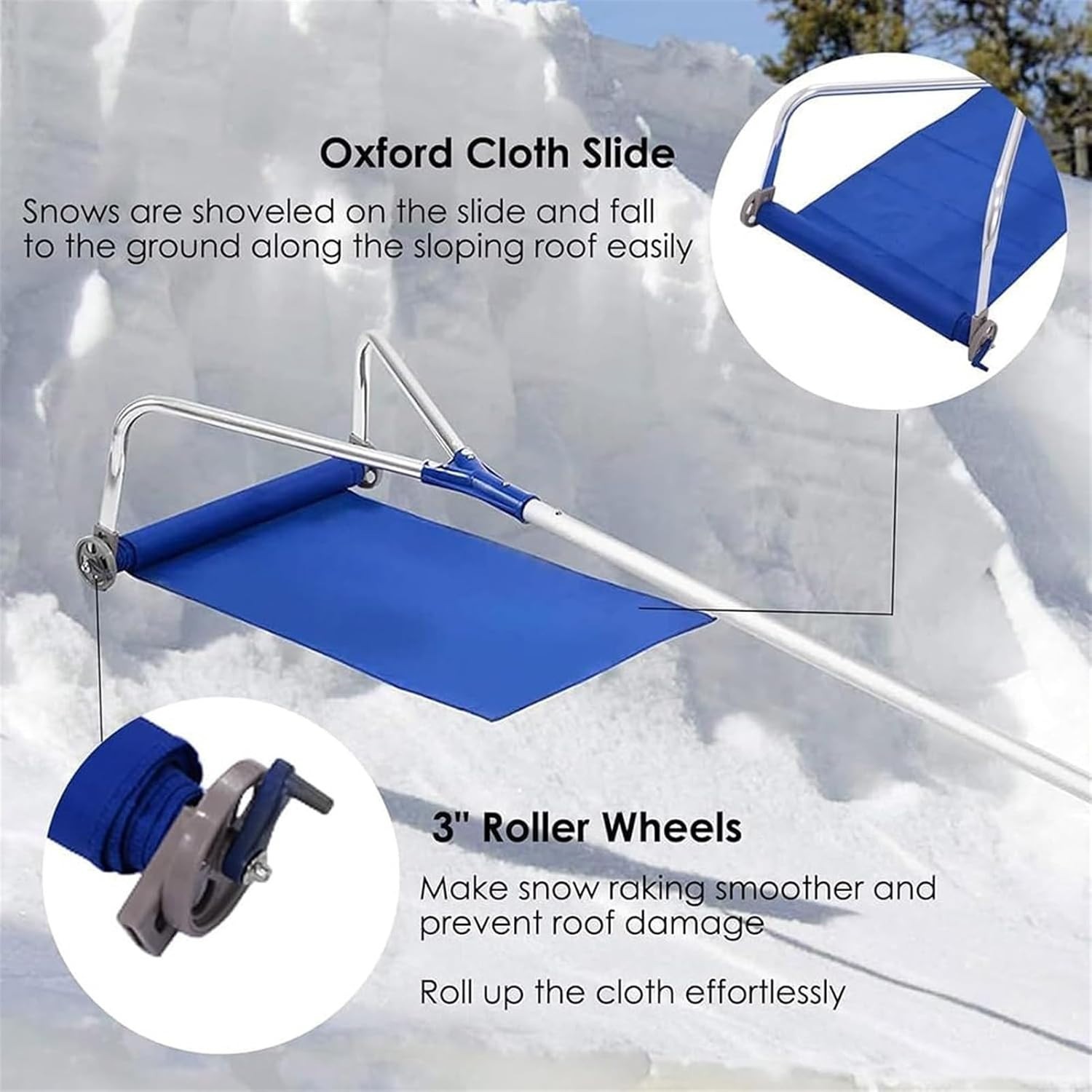 21 Foot Adjustable Snow Shovel Roof Rake with Slide