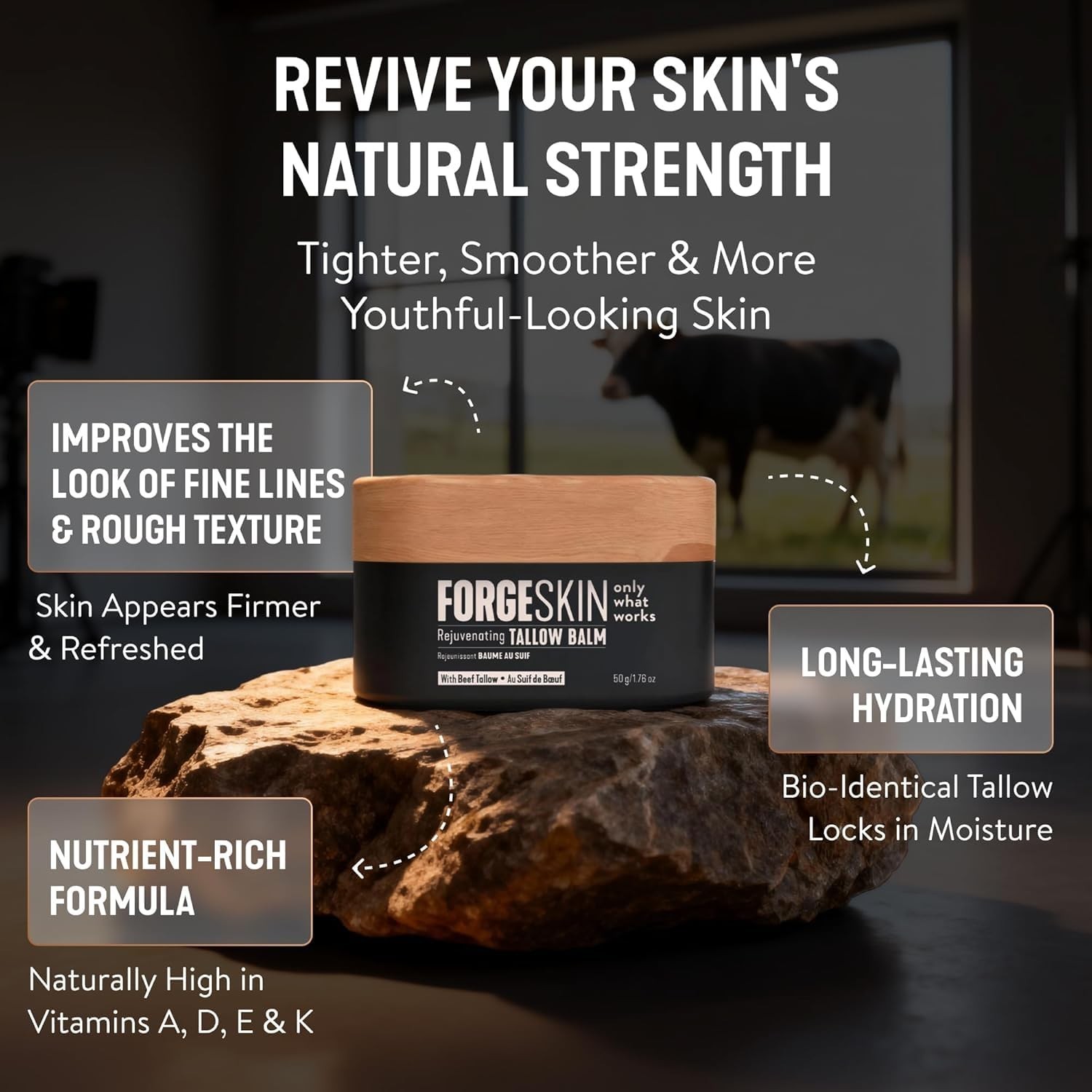 FORGE SKIN Men Tallow Balm Natural Moisturizer Anti Aging Face Cream Hydration