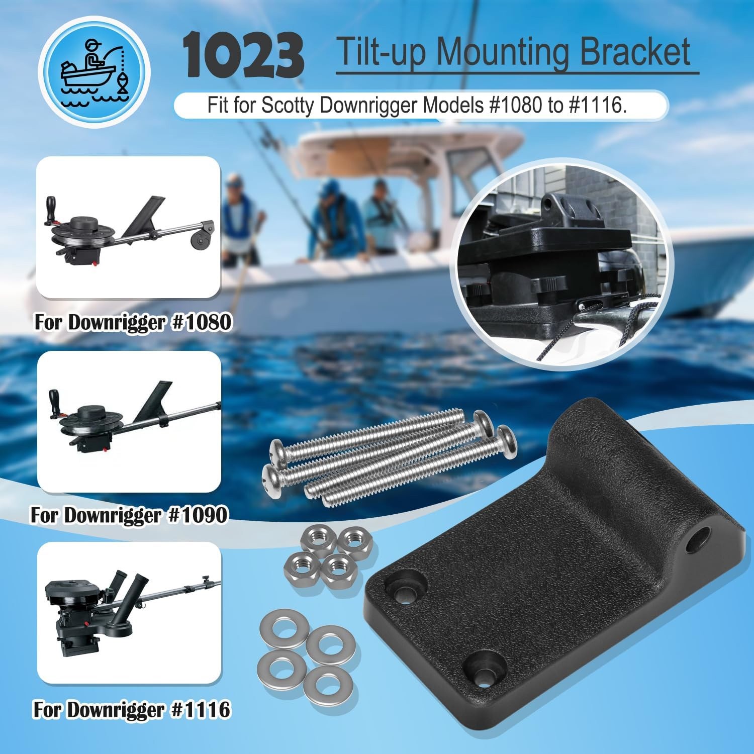 Scotty Downrigger Tilt-Up Mounting Bracket 1023 for 1080-1116&2500,Not 1050/1060