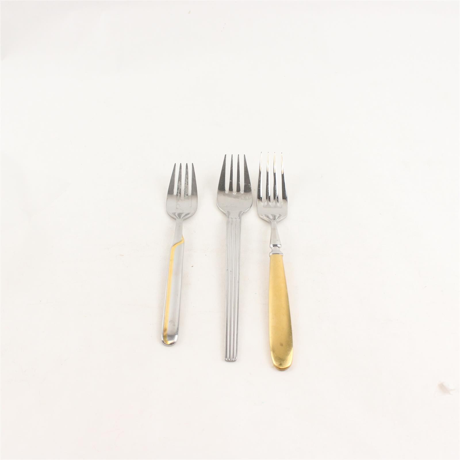 Lot of 3 Mismatched WMF Flatware  Stainless Steel Glossy Dining Forks Gold Acc.