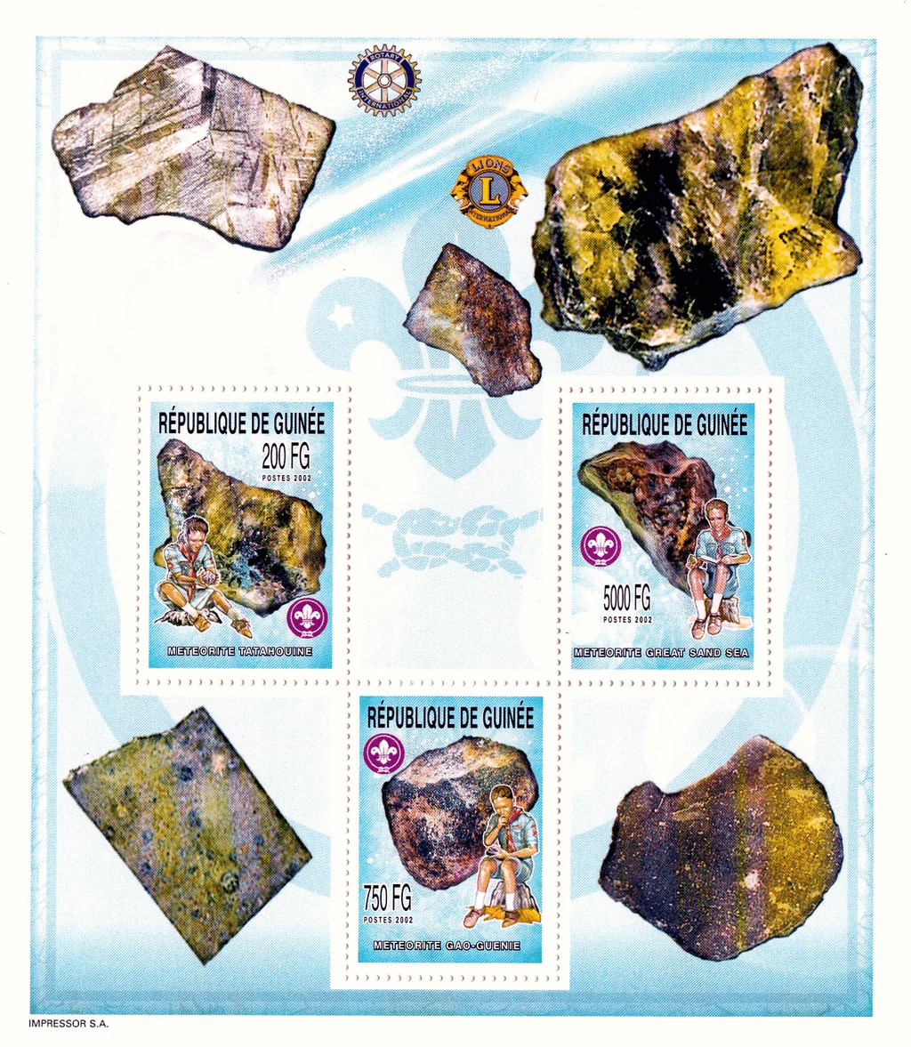 Guinea 2002 Perf Boy Scout Meteorites Series Stamps N° 4014-4016 bl 786-78