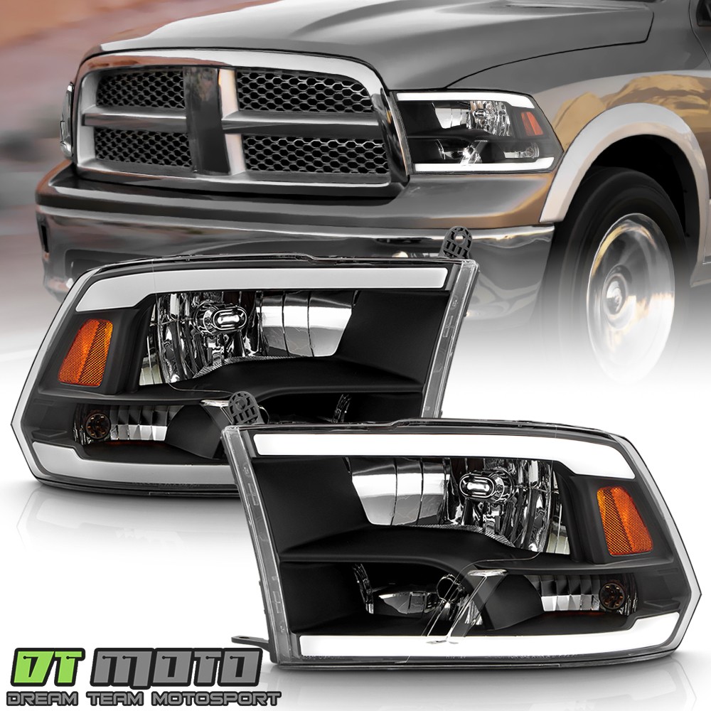 For 2009-2018 Dodge Ram 1500 2500 3500 LED Tube Headlights Headlamps Left+Right