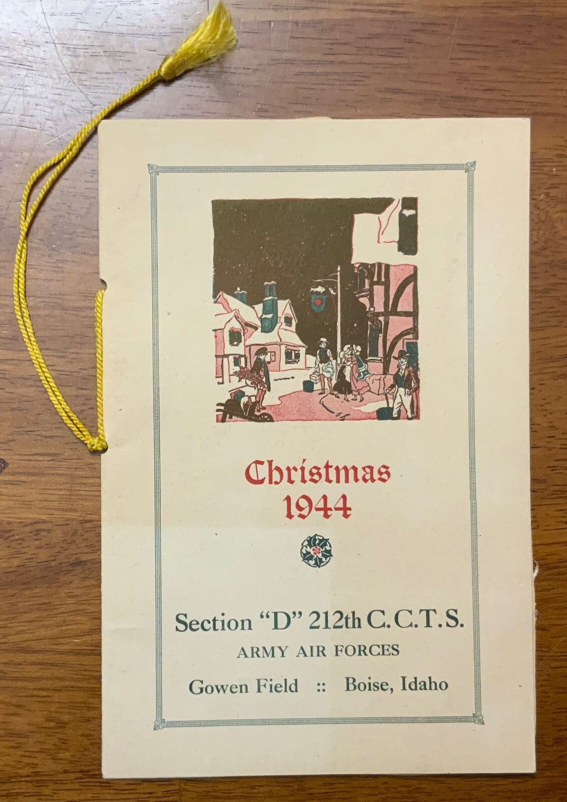 WWII AAF 212th Combat Crew Training School CCTS Gowen Field Christmas Menu Roste