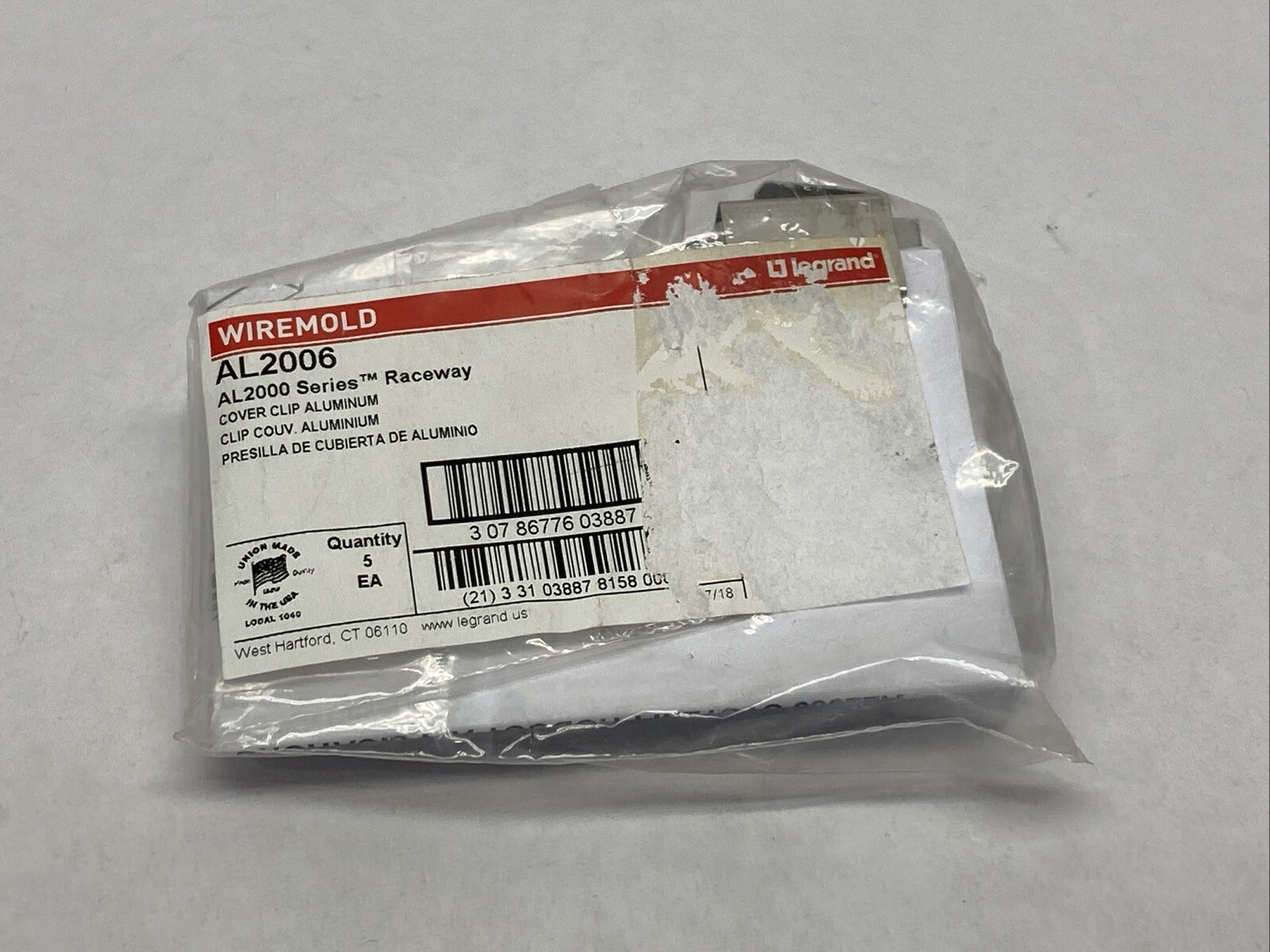 Legrand AL2006 Wiremold Raceway Cover Clip LOT OF 5