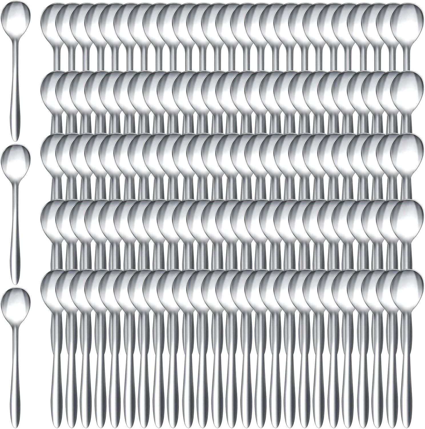 100 Pieces Demitasse Espresso Spoons 5.5 Inch Mini Stainless Steel Coffee Silver