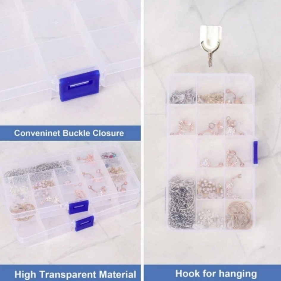 6 Clear Jewelry Box Plastic Bead Storage Craft Container Earrings Organizer-#/#