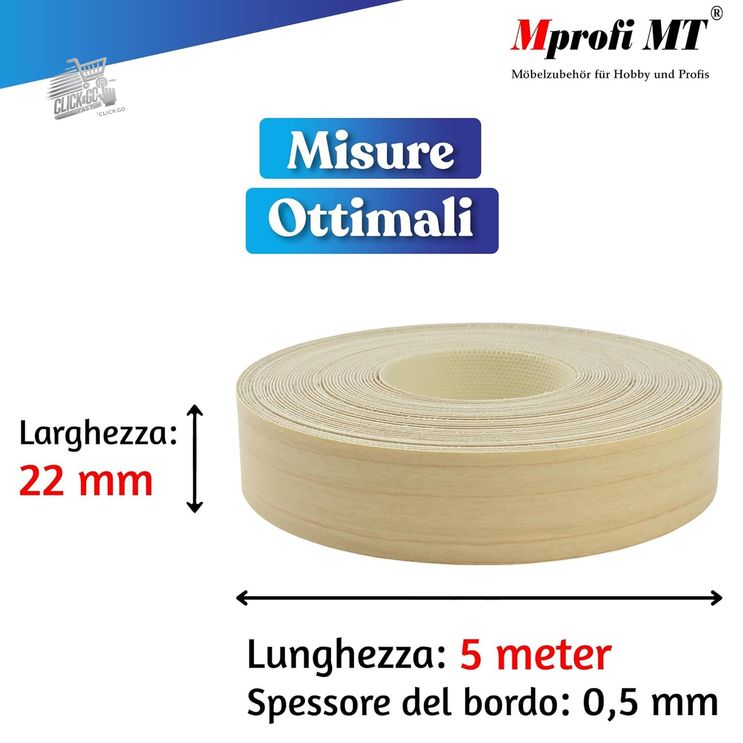 Heat Adhesive Steel Edge 22mm x 5m Melamine Kitchen Furniture Shelves 0.5mm