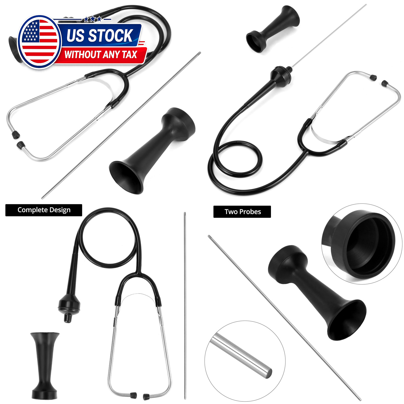 Automotive Mechanics Stethoscope Kit with Probes 80mm and 205mm Engine
