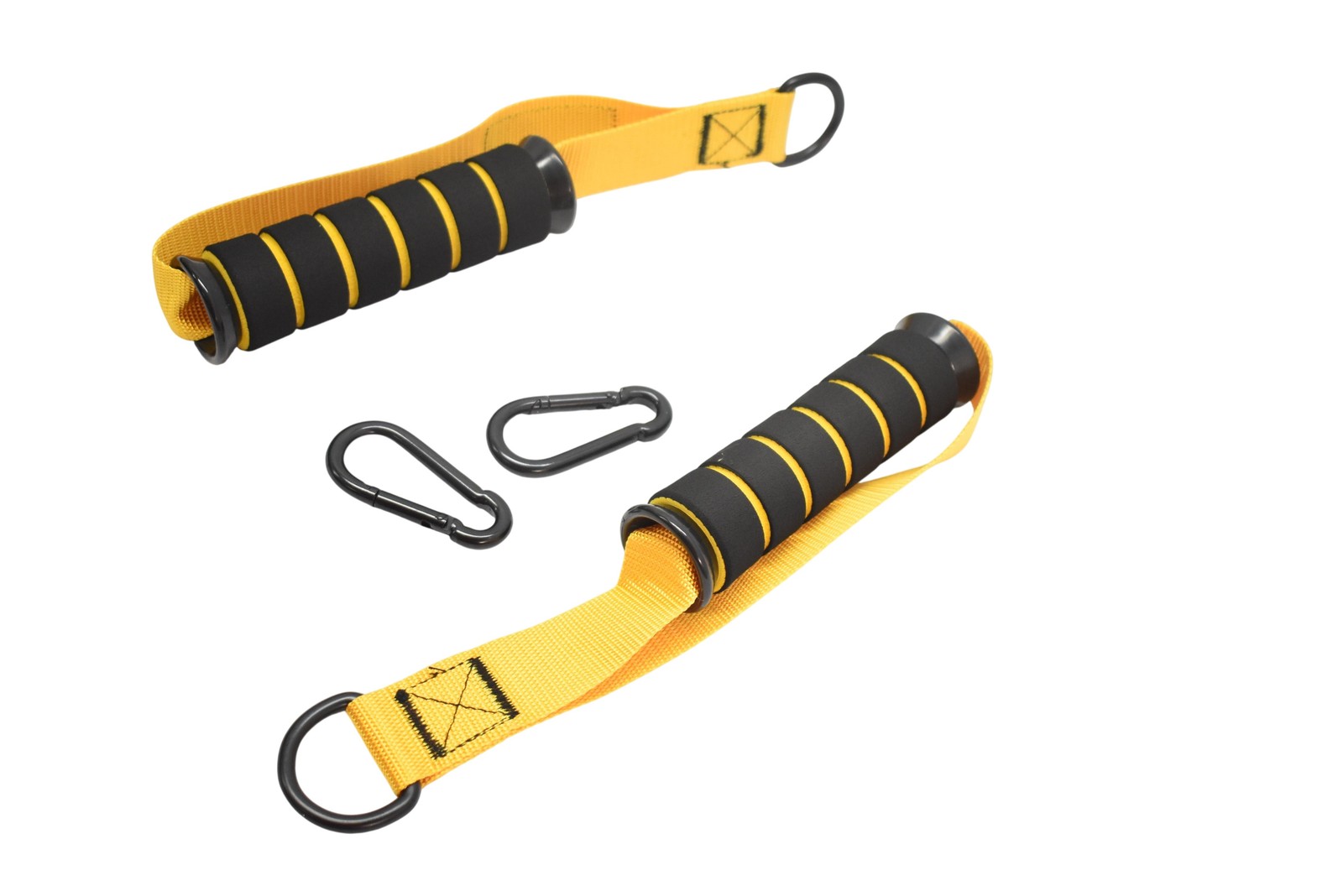 HPYGN SPORT Stirrup Handles Pair Yellow Foam Grip Cable Attachment Gym Training