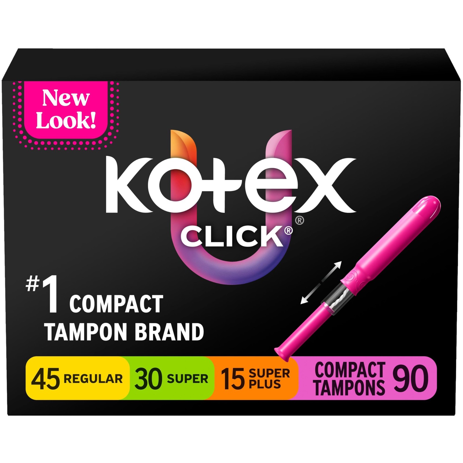 Click Multipack Tampons, Compact, Regular/Super Absorbency, Unscented, 90 Count