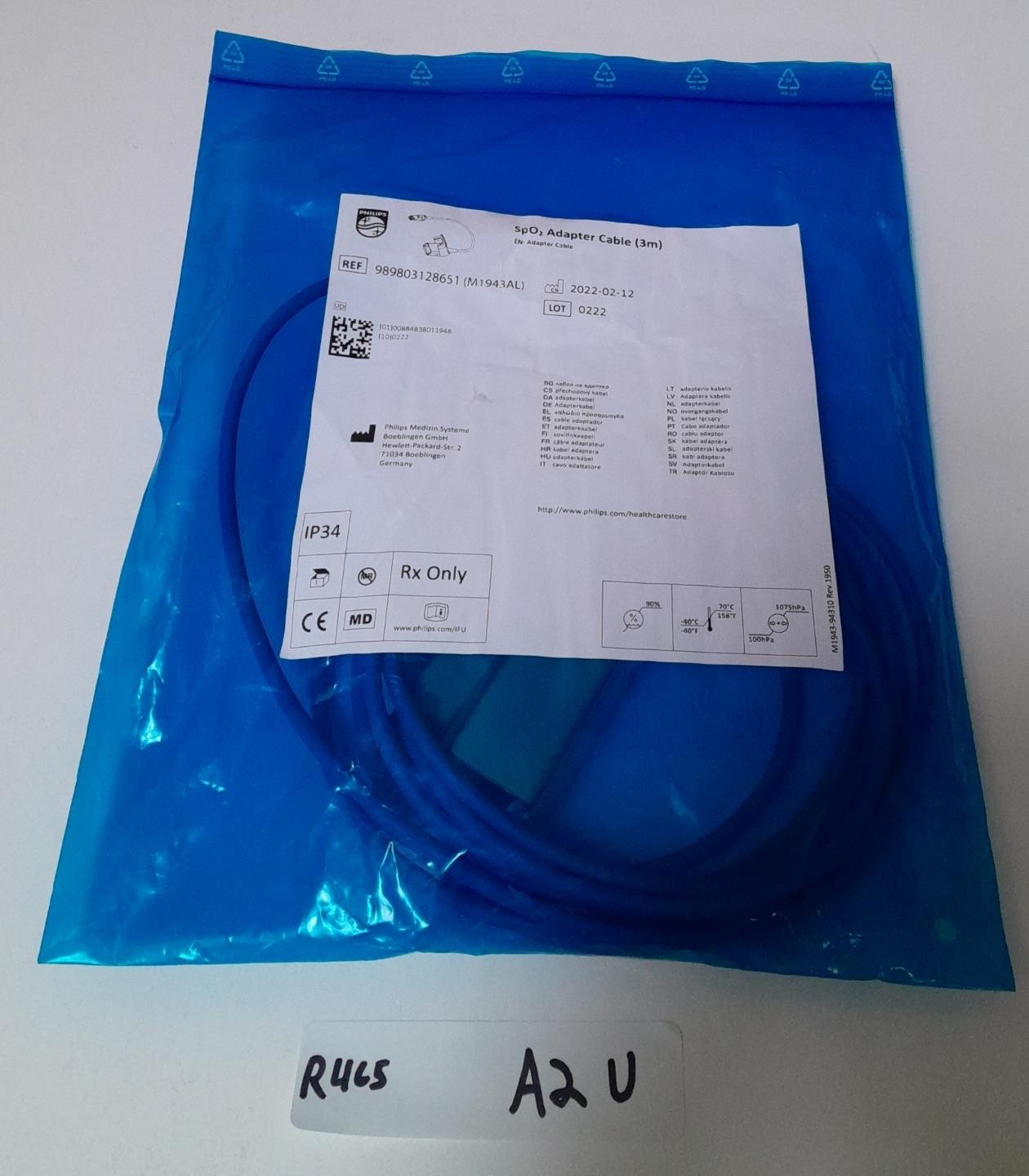 NEW PHILIPS M1943AL SPO2 ADAPTER 3M CABLE M1943-94310 REV .1950 ! R465 A2 U