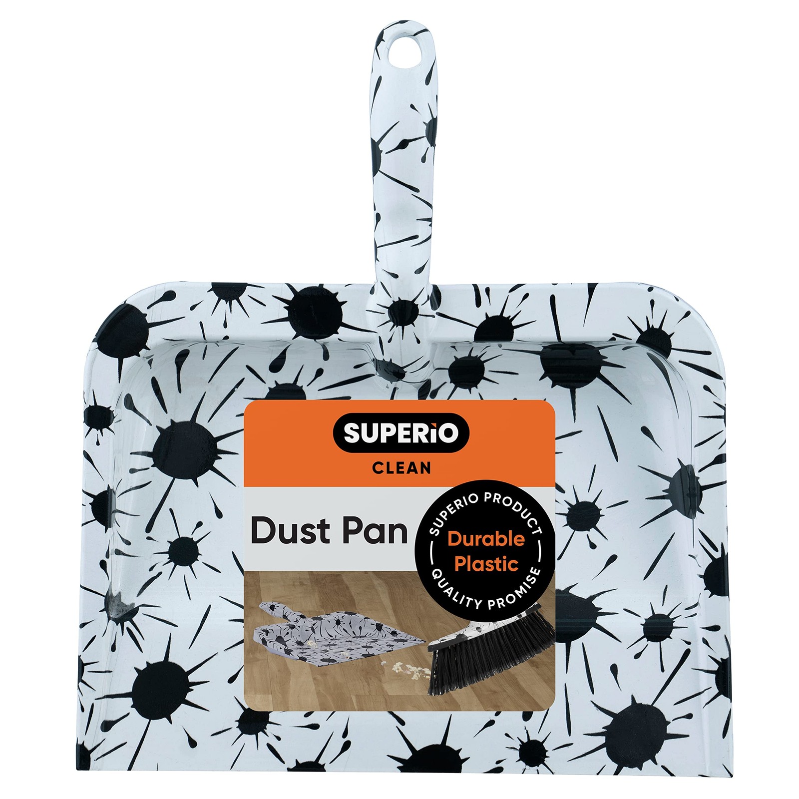 Splash Design Dustpan, Black and White Splash Print Heavy Duty Dustpan for Ho...