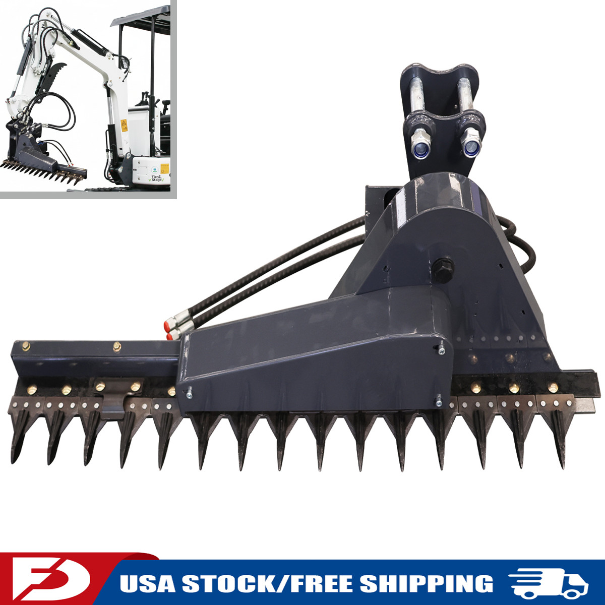 Mini Excavator Hydraulic Hedge Trimmer Attachment, 0.8-1.5Ton Tree Branch Cutter