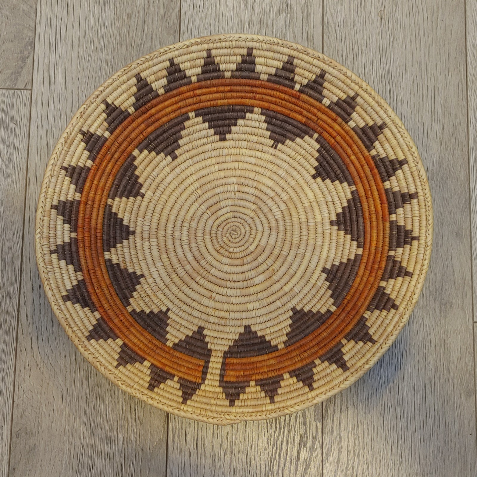 Hand Woven Basket Bowl Star Pattern 16"