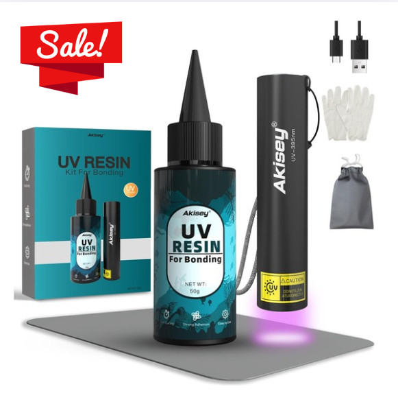 UV Resin Kit with Light 50G UV Glue for Bonding & Curing in Seconds Professional