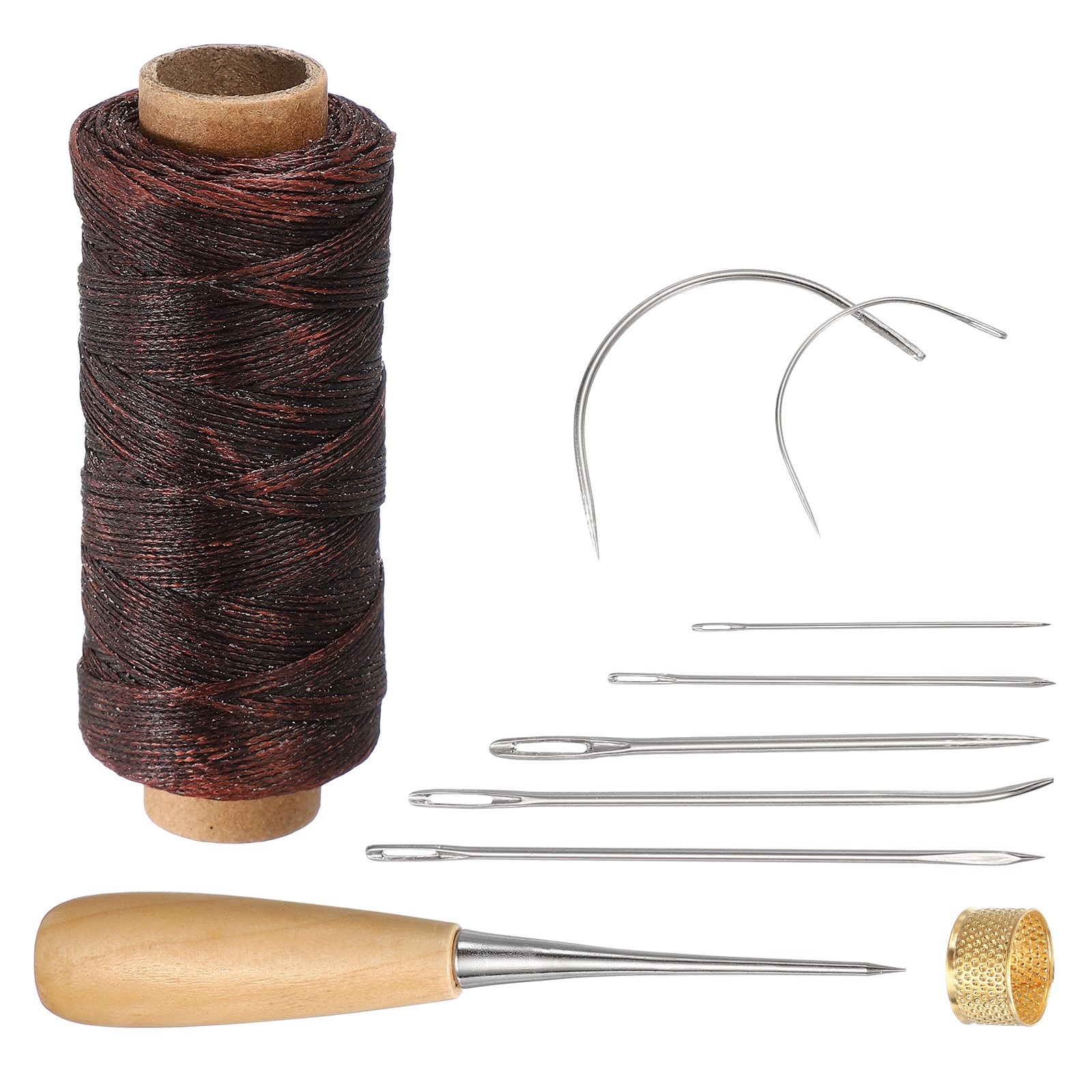 110 Yards 0.8mm 150D Leather Sewing Waxed Thread Cord Kit, Coffee Brown