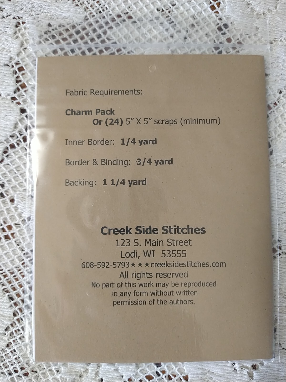 Charmer 2 Sizes Table Runner Quilt Pattern by Creek Side Stitches #116