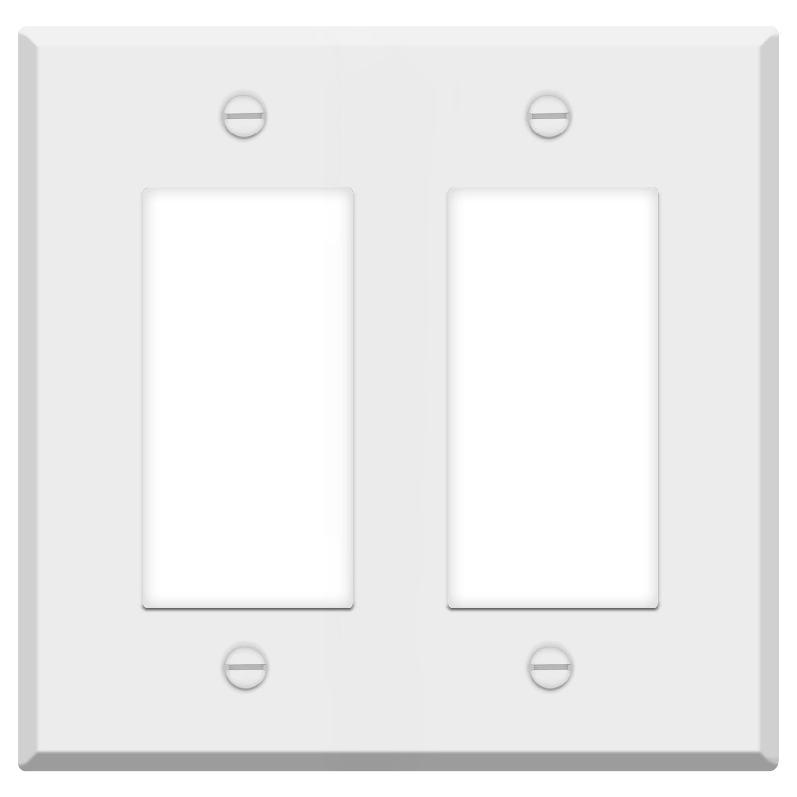 2-Gang White Metal Rocker Switch Cover | Standard Size Wall Plate for GFCI,