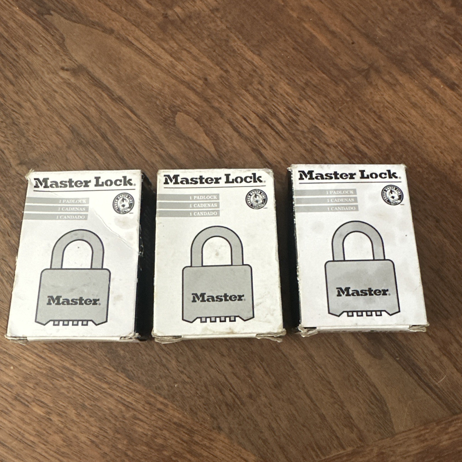 Lot Of 3 Master Lock 175 Combination Padlocks w/ Key - Brass