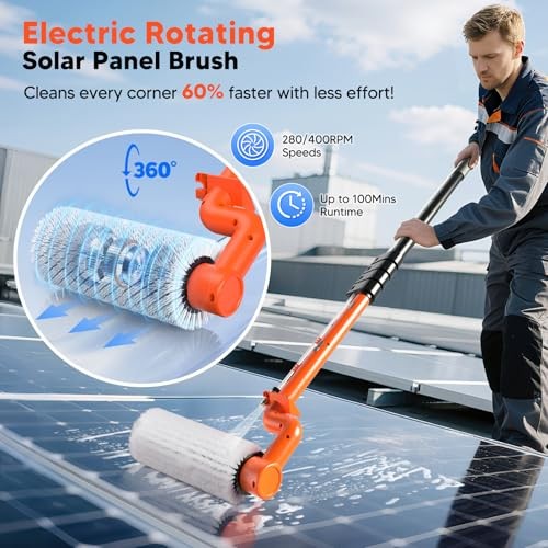 Solar Cleaning Kit 20FT Pole Brush 2 Speeds