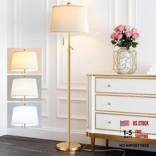 Modern 55-67" Height Adjustable Gold Floor Lamp for Living Room