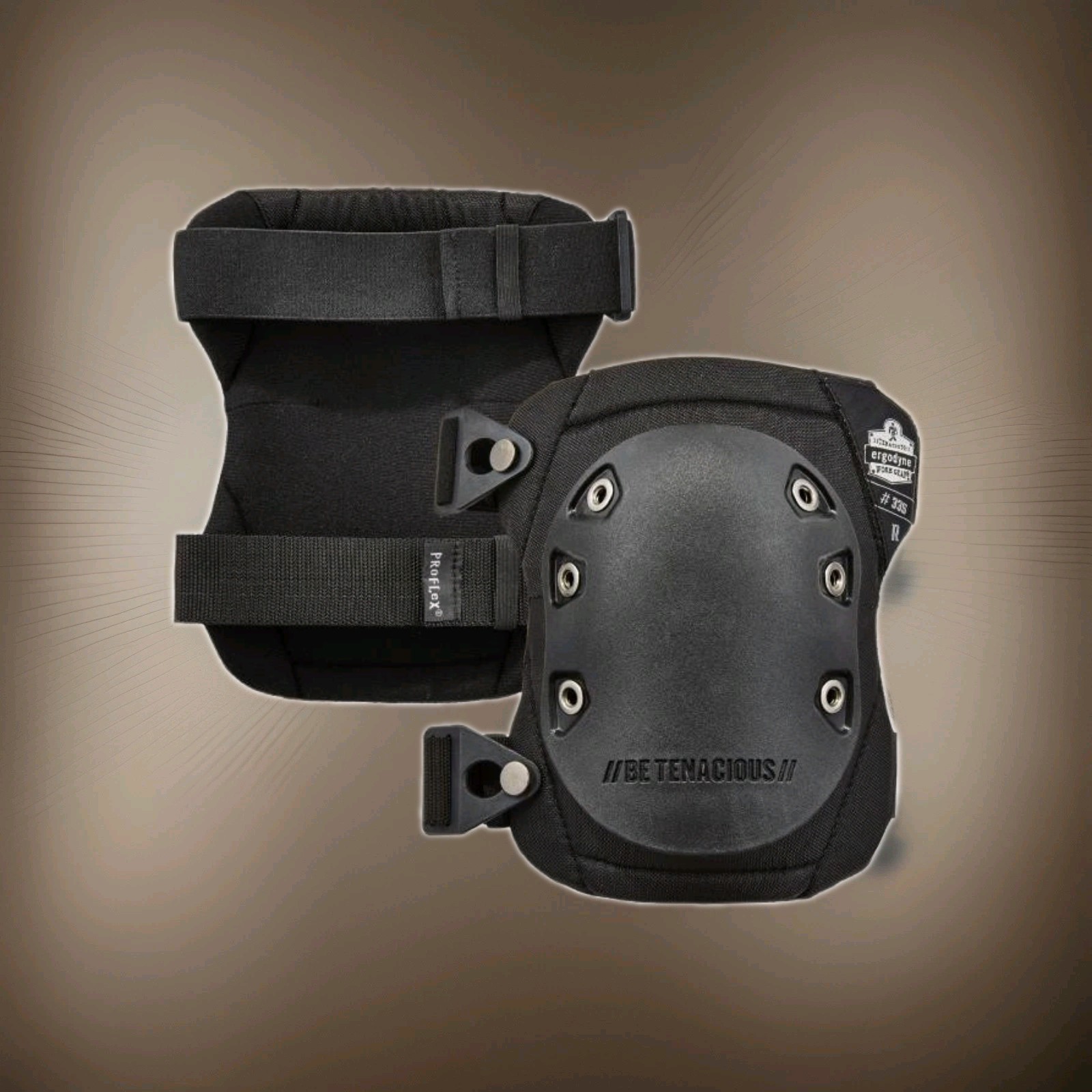 2 Pairs - Ergodyne ProFlex 335 Hard Shell Black Knee Pads Slip-Resistant [18335]
