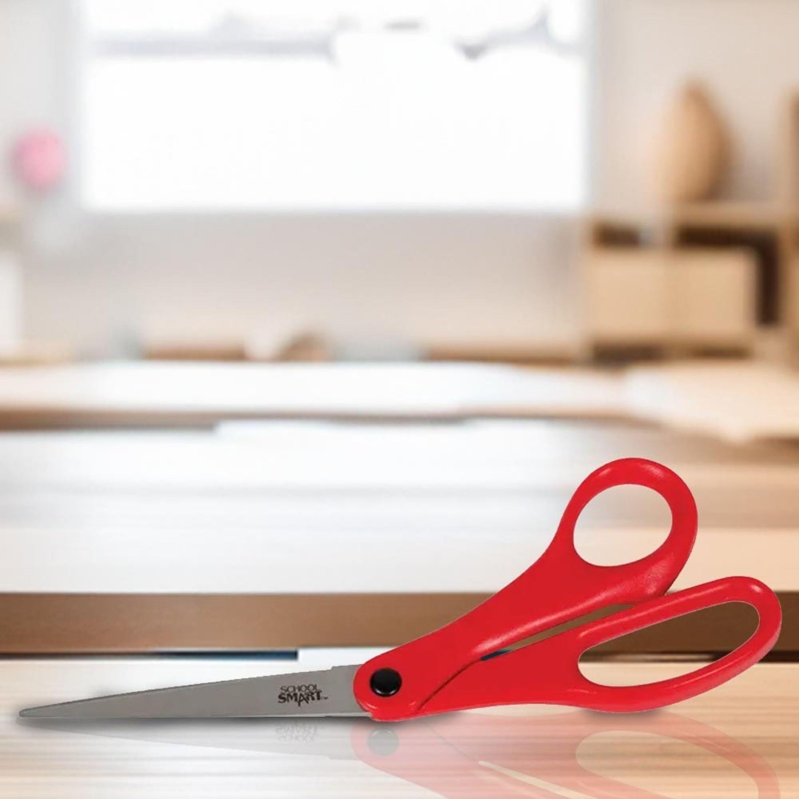 8 Inch Light-Weight Scissors, Red, Bent Handle, All Purpose, Craft, Office
