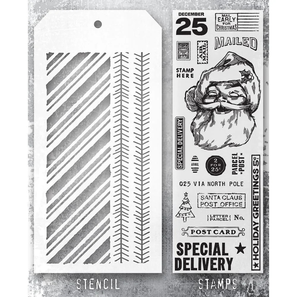 Stampers Anonymous Mixed Media Stamps & Stencil - Set #54, THMM154 by Tim Holtz