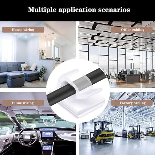 Cable Clips，100PCS Electrical Cord Management Adhesive Cable Wire Clip Wire C...