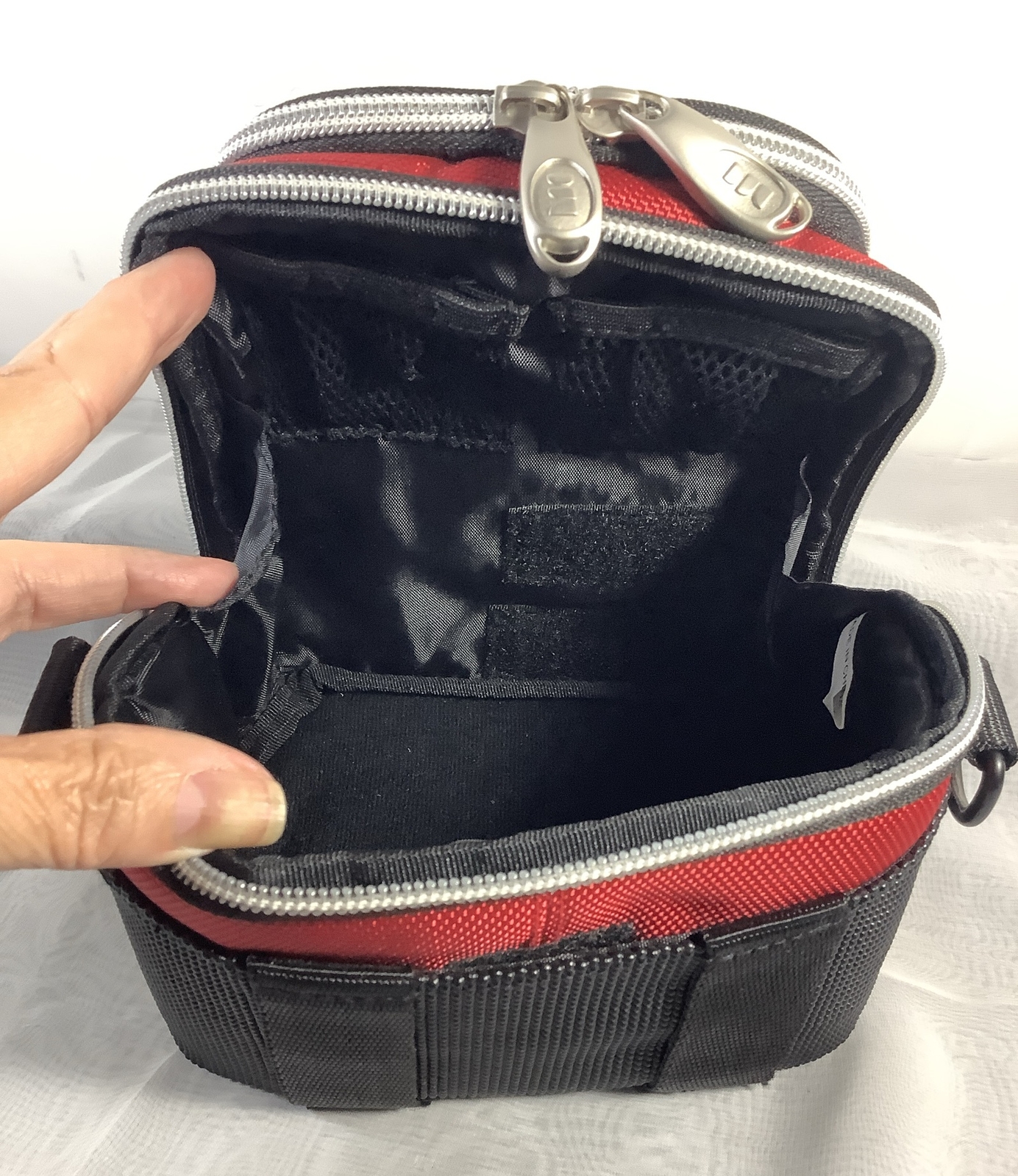 Monster Compact Camera Bag Case with Adjustable Shoulder Strap Black Red Silver