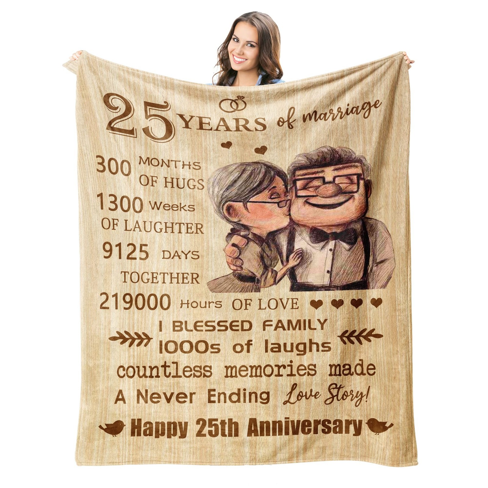 25th Anniversary Blanket Gifts 60"X 50" - Gift for 25th Wedding Anniversary -...