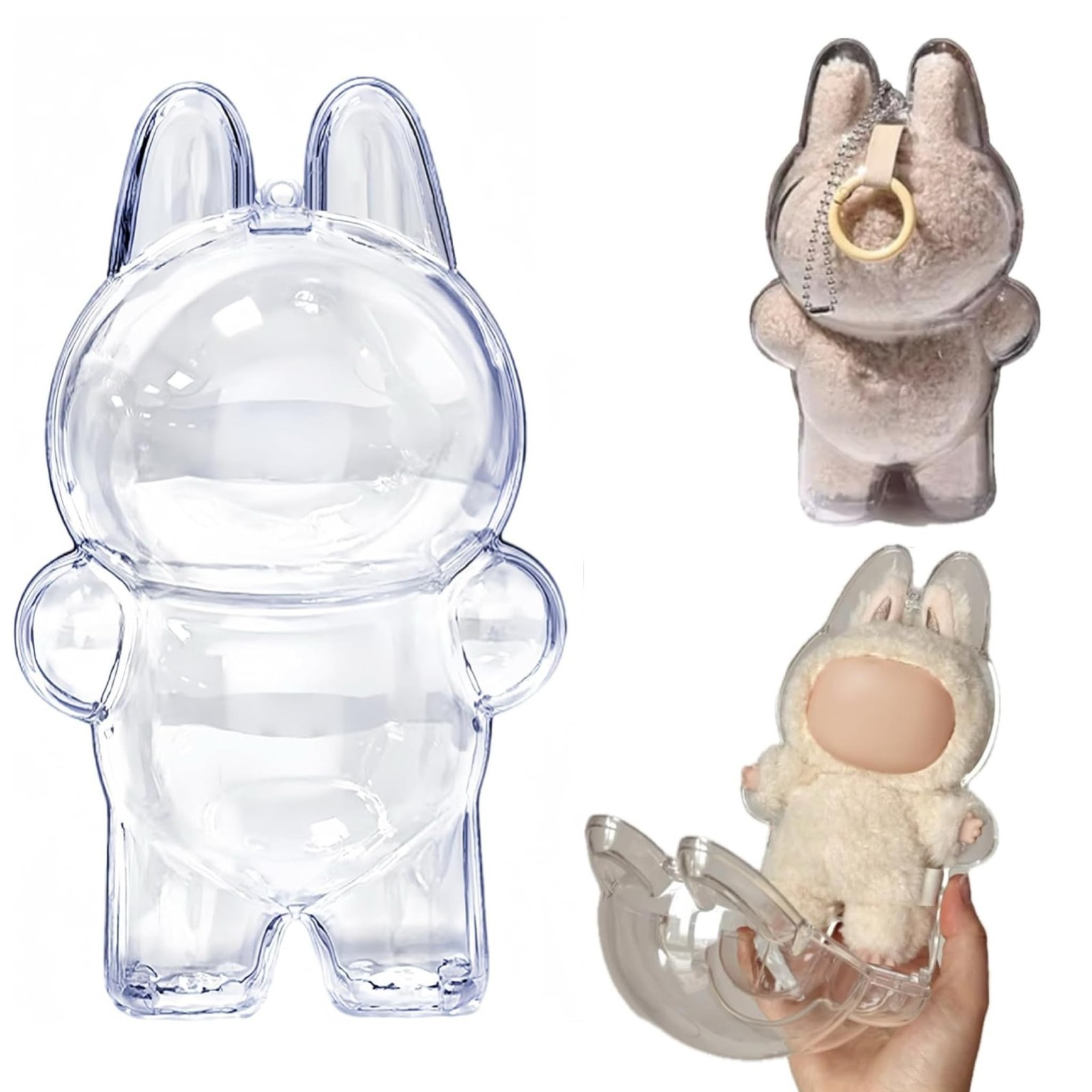 Protective Clear Case for LABUBU Clear Display Case with Keychain (Doll Exclu...