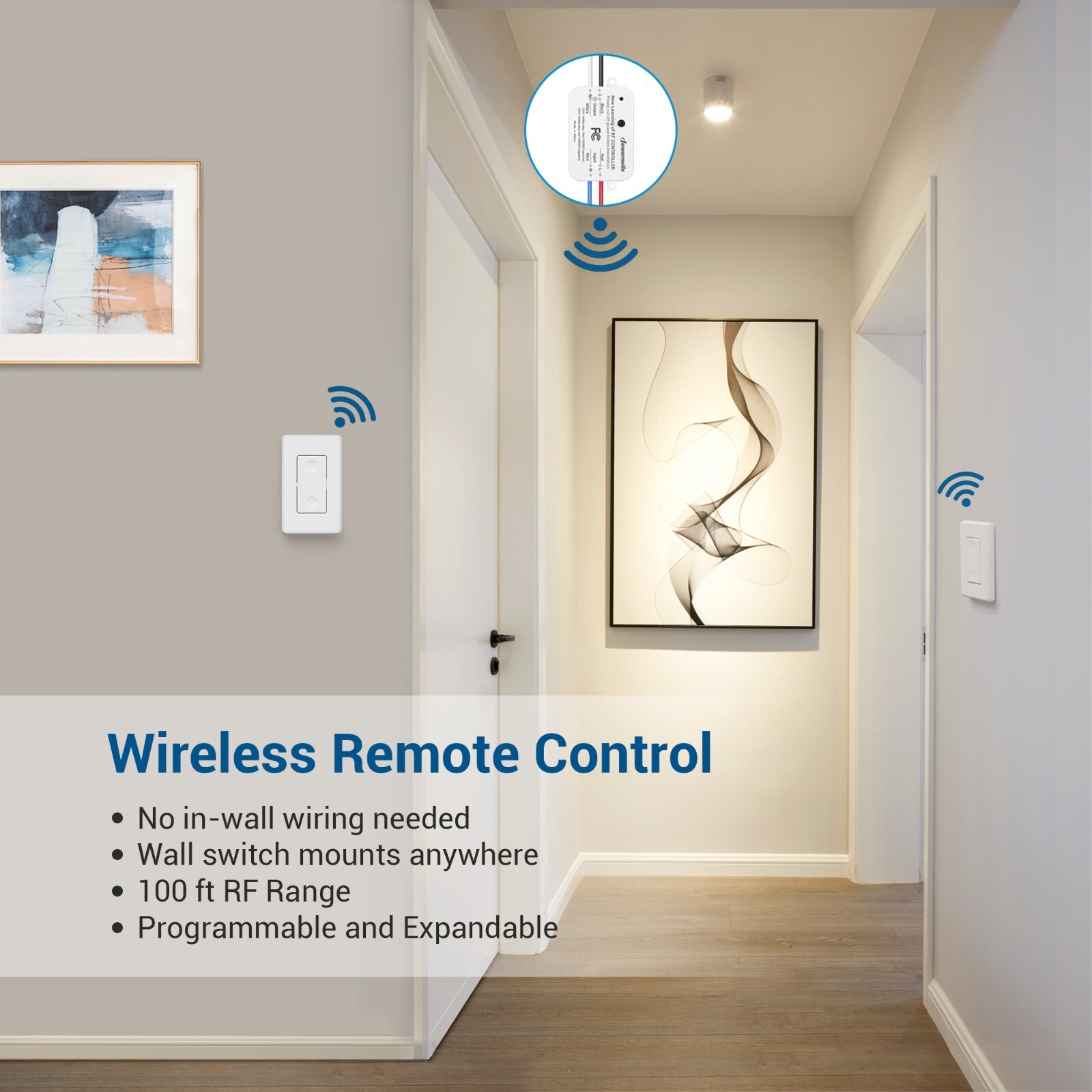 DEWENWILS Wireless Light Wall Switch Remote Control Lighting Fixture Switch