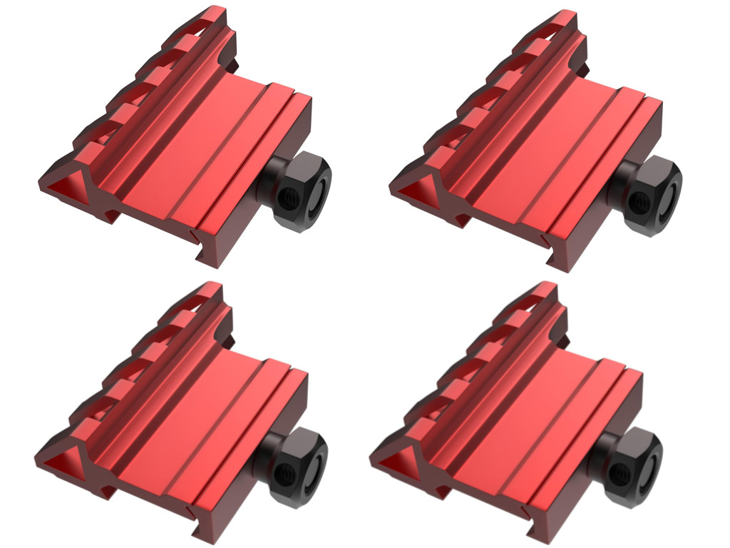 45 Degree Red Offset Picatinny Rail Mount Offset 4 Slots for Optic Sight 4pc