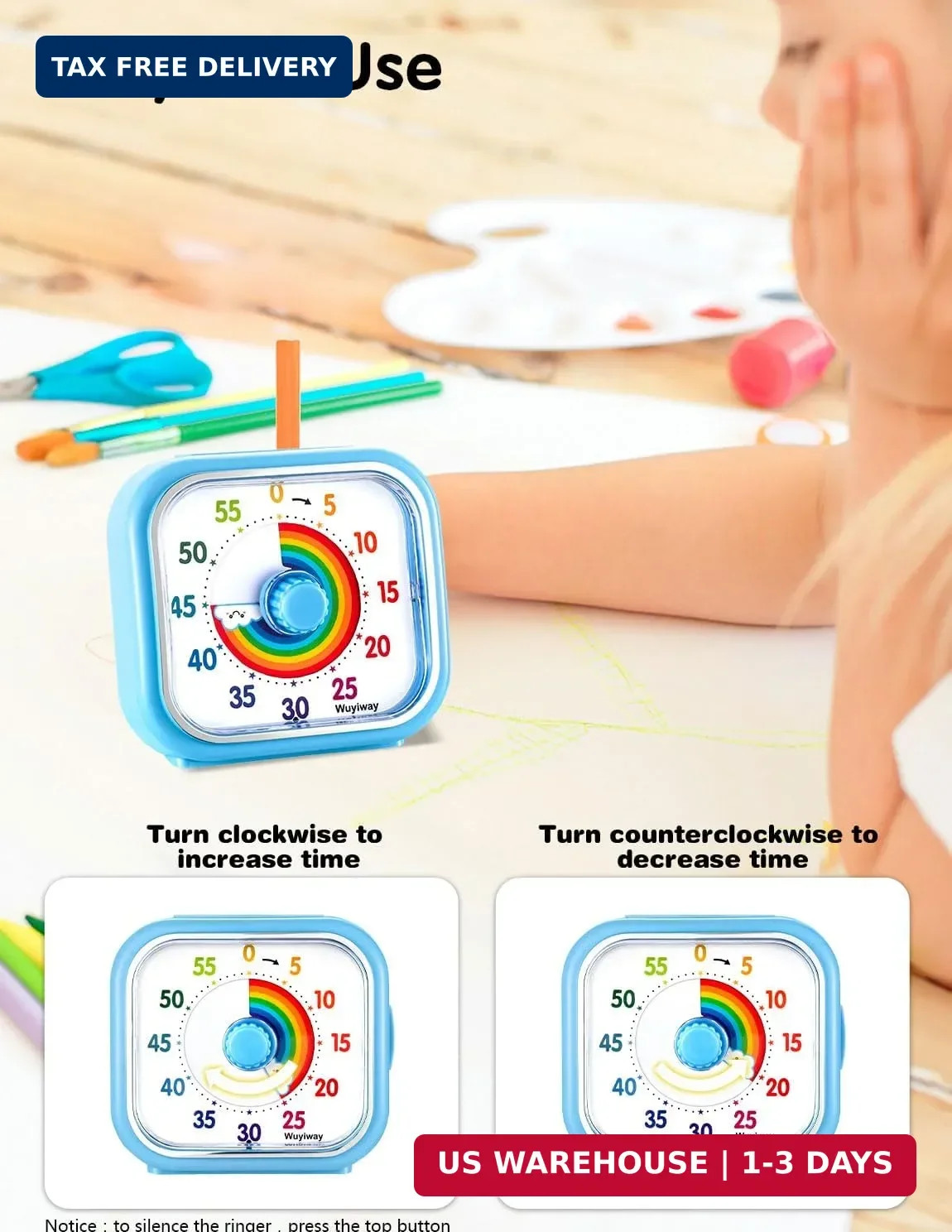 Visual Timer for Kids and Adults, Rainbow Disk 60 Minute Countdown Pomodoro Time