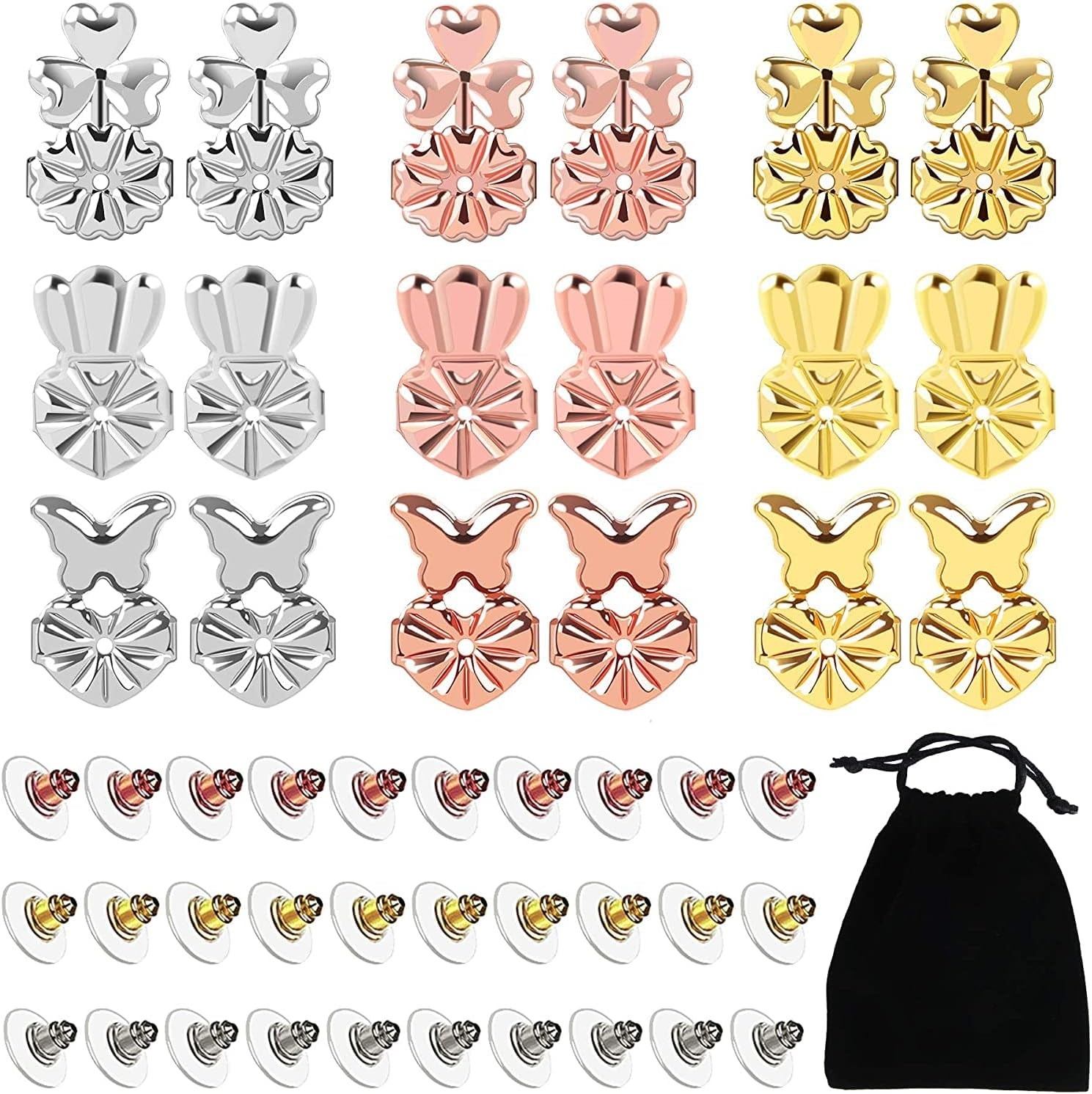 9 Pairs Earring Lifters, Earring Backs Lifter for Droopy Ears, Adjustable Hypoal