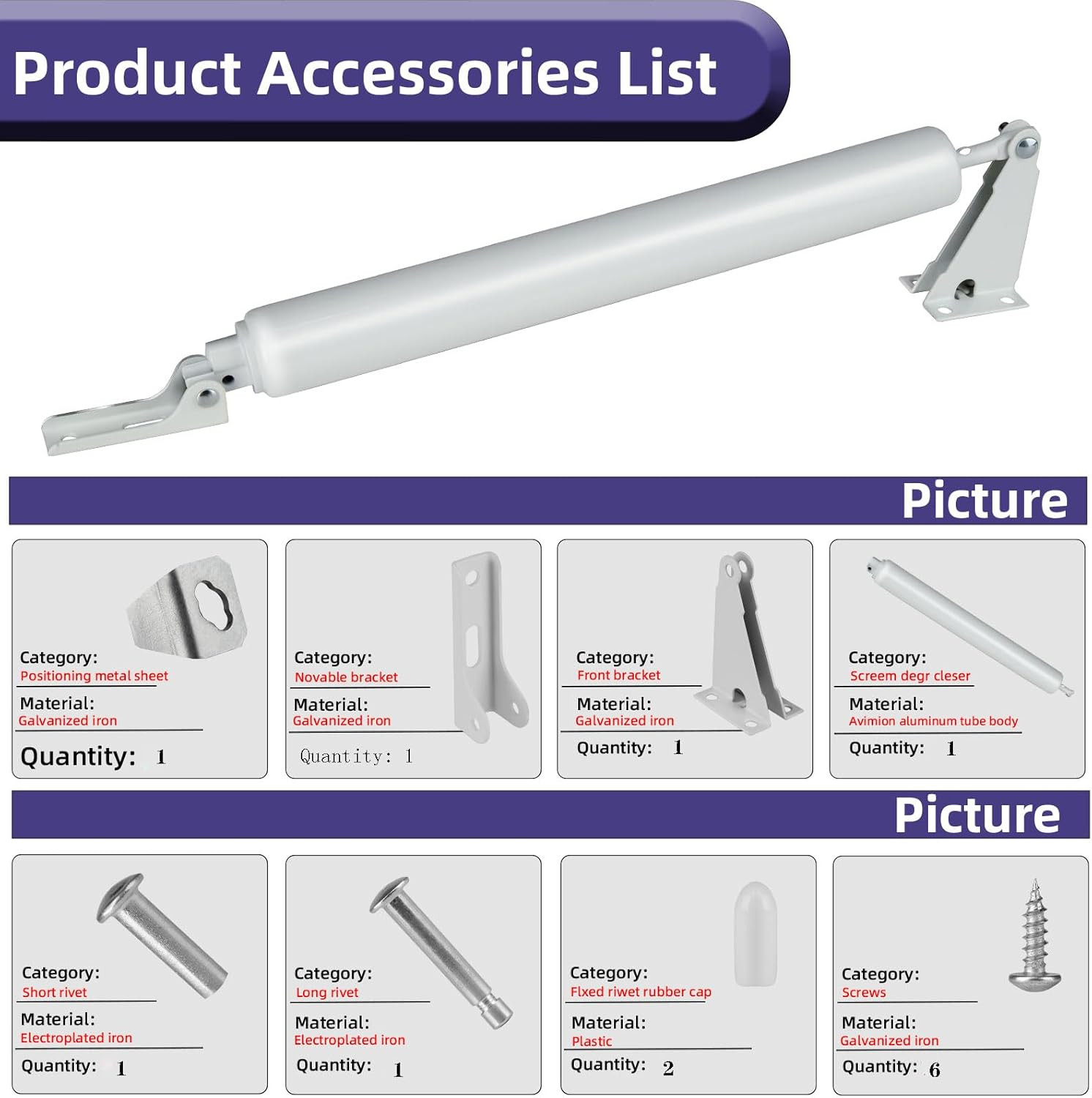1 Set White Screen Door Closers Storm Heavy Duty Shock Adjustable Cushion Speed