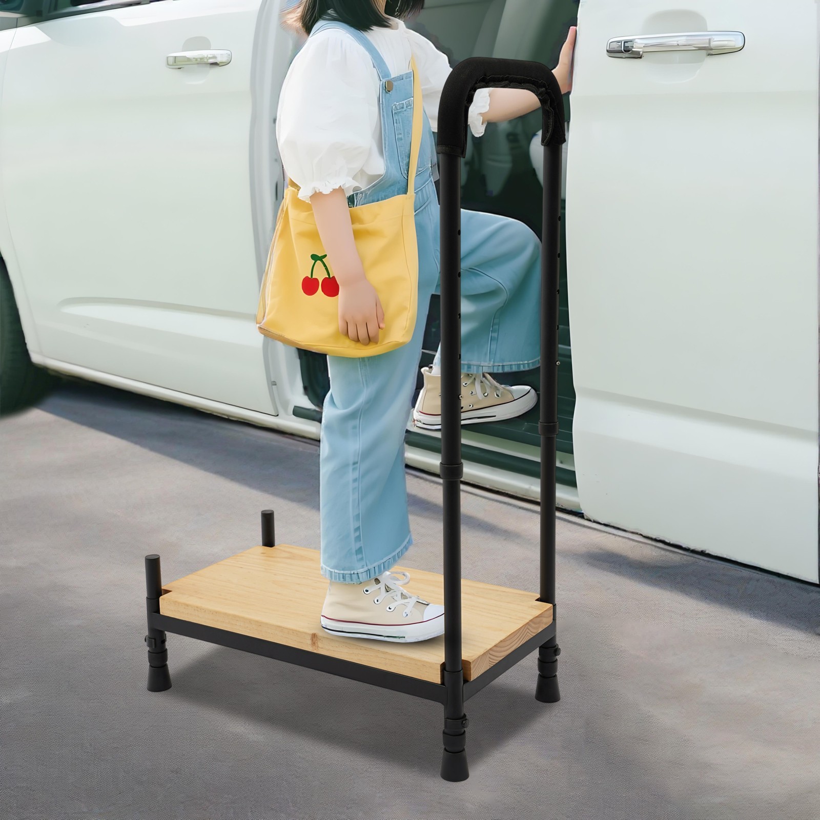 Freestanding Adjustable Height Bedside Step Stool Soft Foam Load 181kg For Eldly