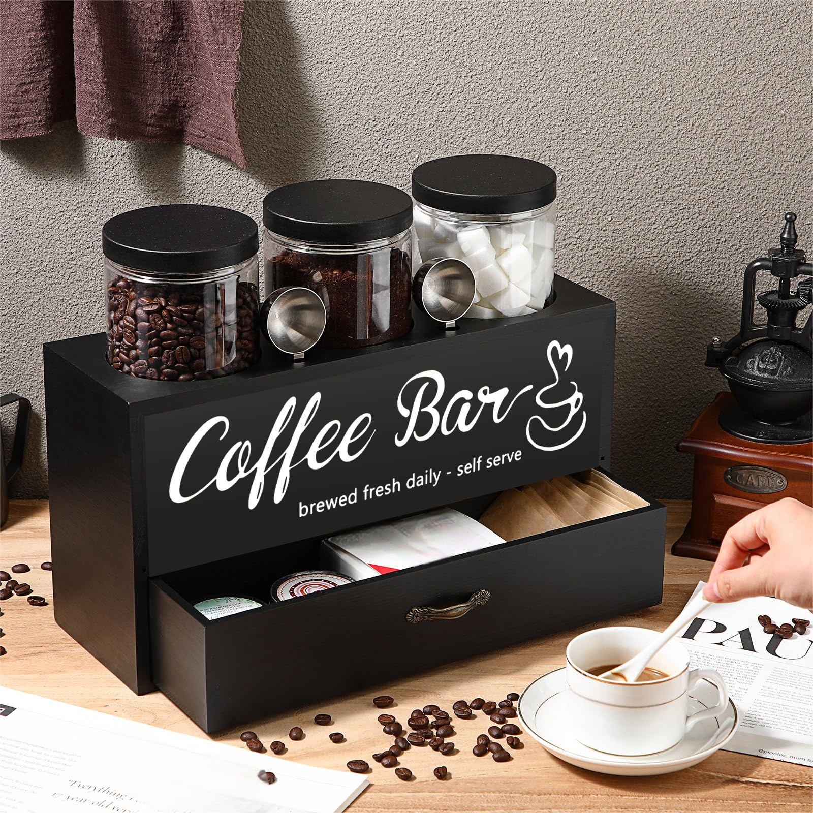 Keep Your Coffee Fresh and Organized - 3 Pc Canister Set with Spoon