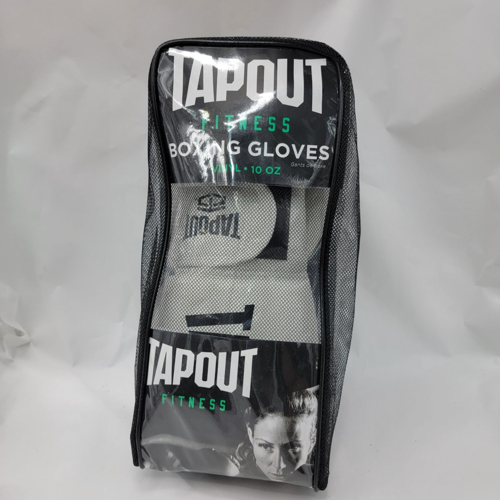 Tapout Fitness Boxing Gloves 10 Oz White & Black With Mesh Carrying Case